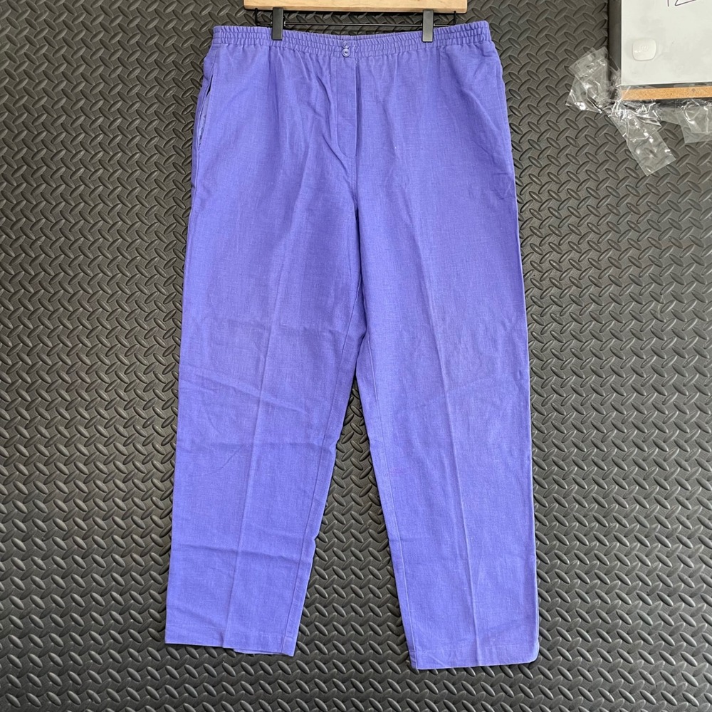 Sag Harbor Petite Purple Linen Blend Casual Wear Pants Women's Size Small